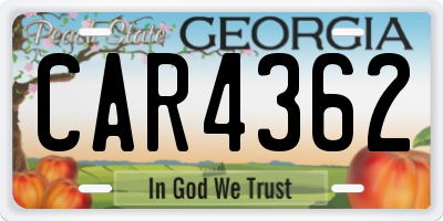 GA license plate CAR4362