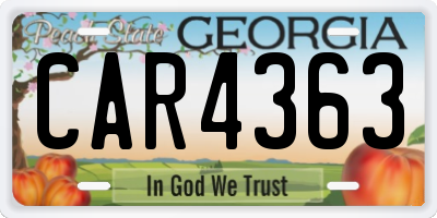 GA license plate CAR4363