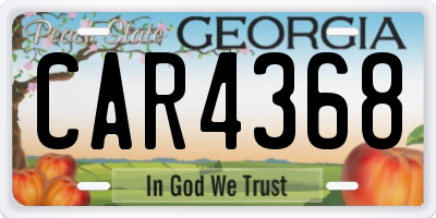 GA license plate CAR4368