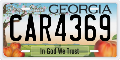 GA license plate CAR4369