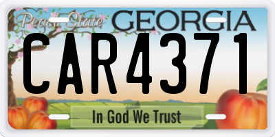 GA license plate CAR4371
