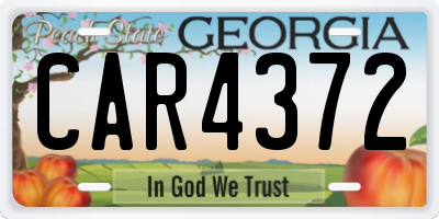 GA license plate CAR4372