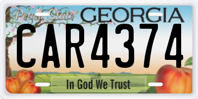 GA license plate CAR4374