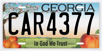 GA license plate CAR4377