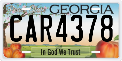 GA license plate CAR4378