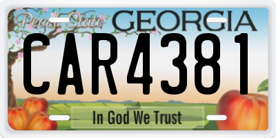 GA license plate CAR4381