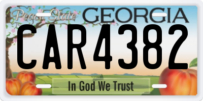 GA license plate CAR4382