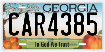 GA license plate CAR4385