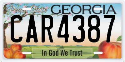 GA license plate CAR4387