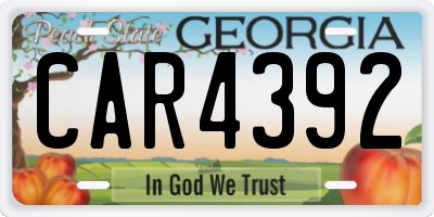 GA license plate CAR4392