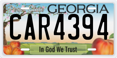 GA license plate CAR4394