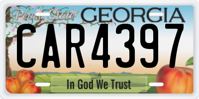 GA license plate CAR4397