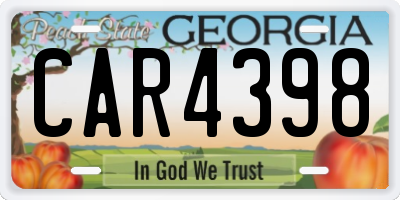 GA license plate CAR4398