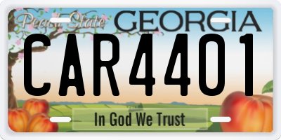 GA license plate CAR4401