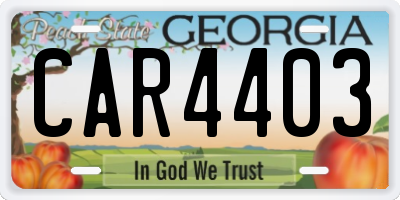 GA license plate CAR4403