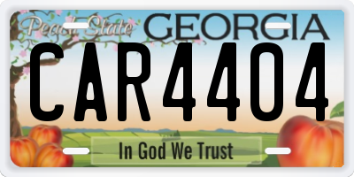 GA license plate CAR4404