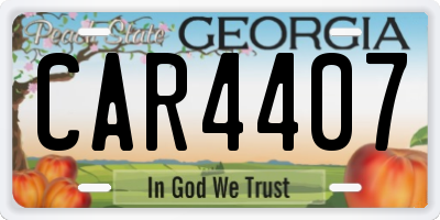 GA license plate CAR4407
