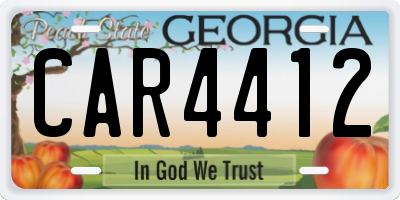 GA license plate CAR4412