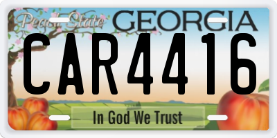 GA license plate CAR4416