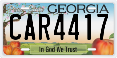 GA license plate CAR4417