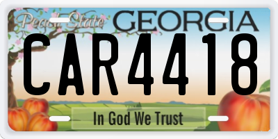 GA license plate CAR4418