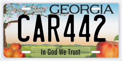 GA license plate CAR442