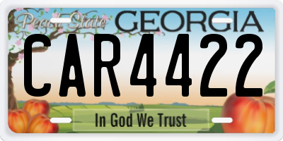 GA license plate CAR4422