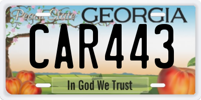 GA license plate CAR443