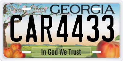 GA license plate CAR4433