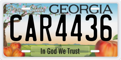 GA license plate CAR4436