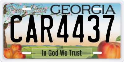 GA license plate CAR4437