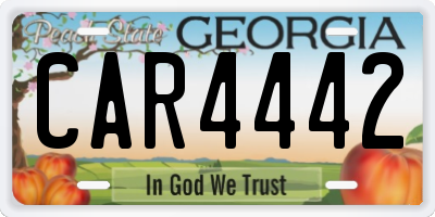 GA license plate CAR4442