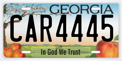 GA license plate CAR4445