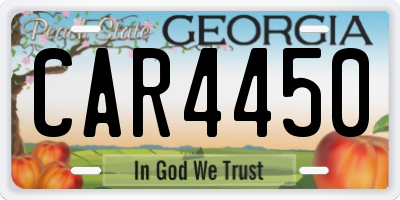 GA license plate CAR4450