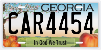 GA license plate CAR4454