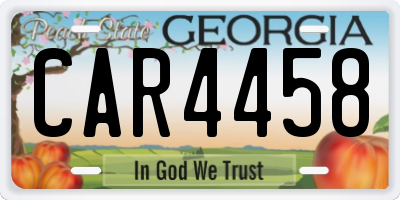 GA license plate CAR4458