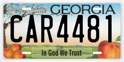 GA license plate CAR4481