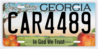 GA license plate CAR4489