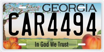 GA license plate CAR4494