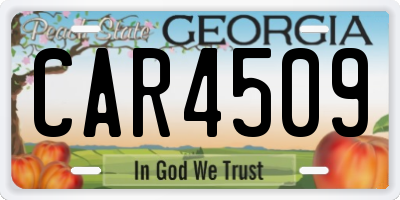 GA license plate CAR4509