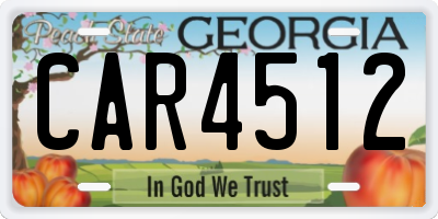 GA license plate CAR4512