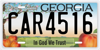 GA license plate CAR4516
