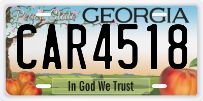 GA license plate CAR4518