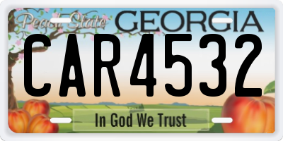 GA license plate CAR4532