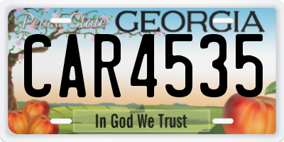 GA license plate CAR4535