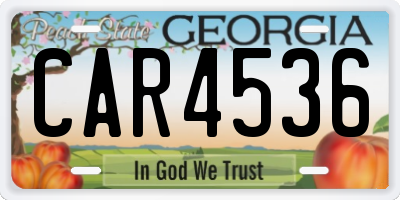 GA license plate CAR4536