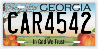 GA license plate CAR4542