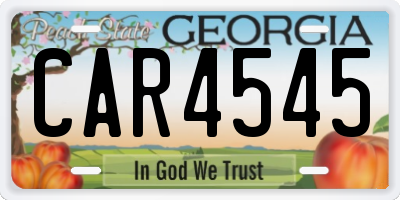 GA license plate CAR4545