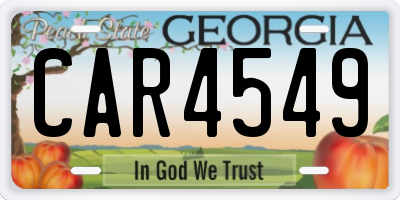 GA license plate CAR4549