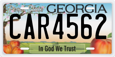 GA license plate CAR4562